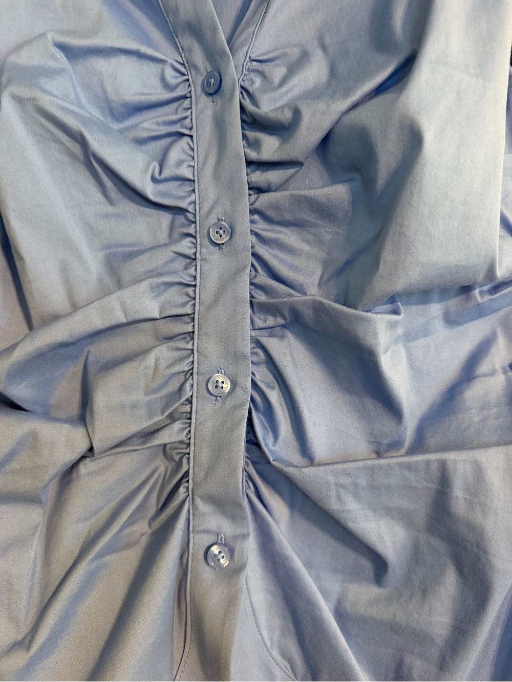White House Black Market Sleeveless Ruched Front Shirt in Periwinkle - Picture 3 of 3